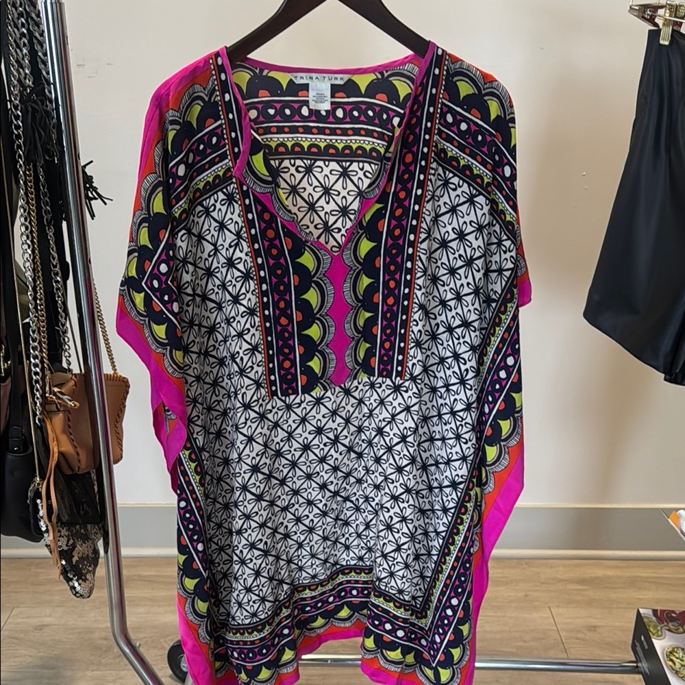 Trina Turk Printed Silk Scarf Dress Size Med.